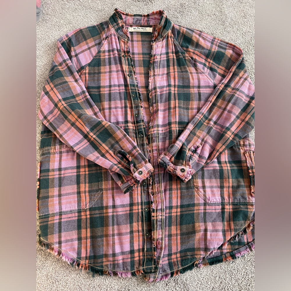 Free People plaid button down size XS
